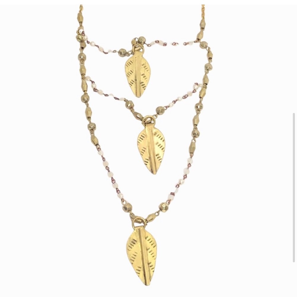 VANESSA MOONEY *San Antonio* brass leaf motif boho necklace aso Kendall Jenner - Picture 3 of 8